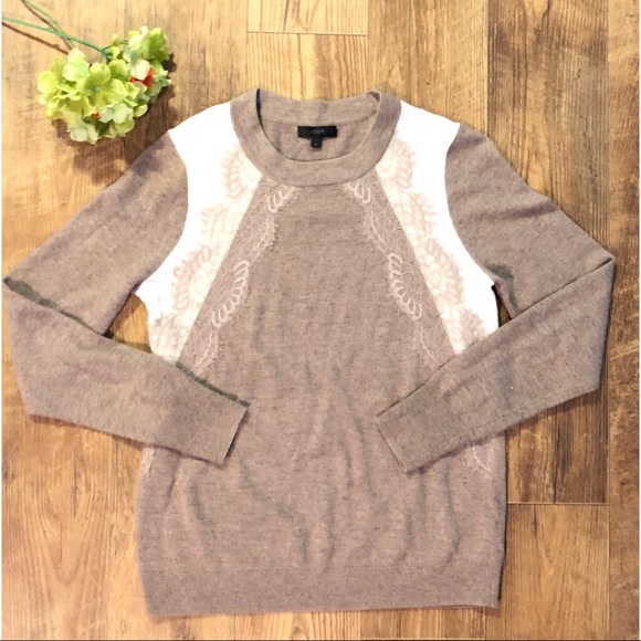 J. Crew Sweaters - J. Crew Colorblock Lace Panel Sweater Beige